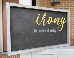 3D "Irony" Laundry Sign