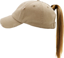 Load image into Gallery viewer, Women&#39;s &quot;Ponytail&quot; Baseball Hat - Multiple Leather Patches + Colors Available!
