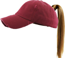 Load image into Gallery viewer, Women&#39;s &quot;Ponytail&quot; Baseball Hat - Multiple Leather Patches + Colors Available!
