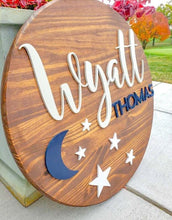 Load image into Gallery viewer, Nursery 3D 24&quot; + 18&quot; Round Wood Signs
