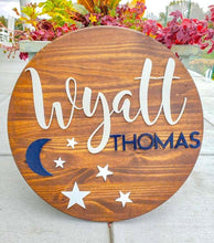 Load image into Gallery viewer, Nursery 3D 24&quot; + 18&quot; Round Wood Signs
