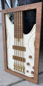 Bass Guitar 3D + Multi-layered Wood Replica w/Custom Engraving