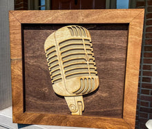 Load image into Gallery viewer, Vintage Microphone Wood Replica 3D + Multi-layered w/Custom Engraving
